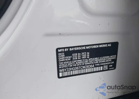 2026 BMW I5 xDrive40 from USA, damaged, VIN WBY33HG06TCW28364